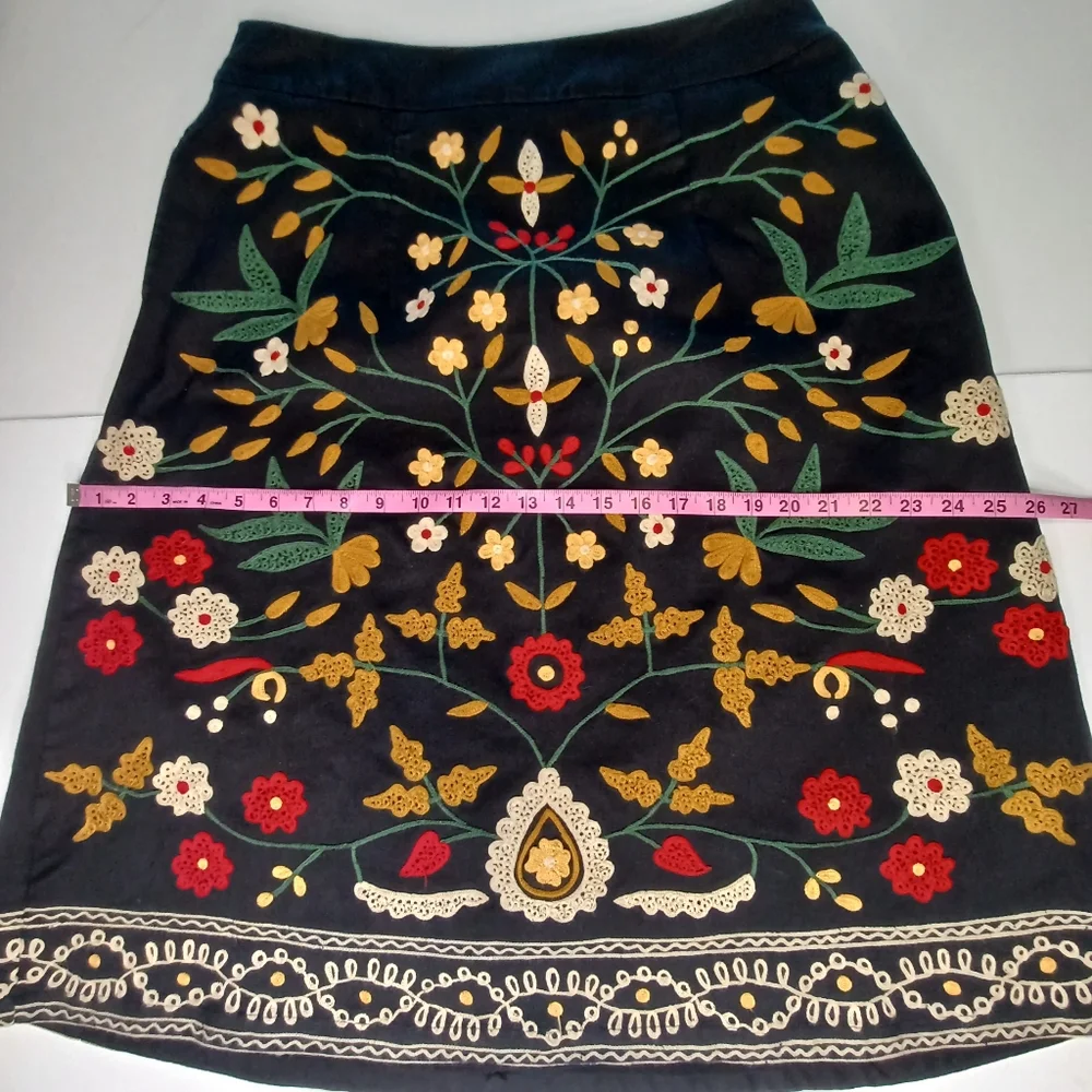 Eshakti Custom Wayward Fancies Floral Embroidered Embellished A-line Skirt - Picture 8 of 11